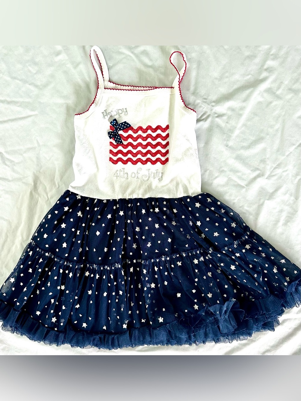 Koala Kids Girls 4T Patriotic 4th of July Dress Flag Tulle Stars Red White Blue